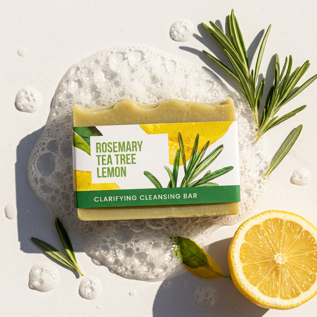 Tea Tree, Rosemary and Lemon Natural Soap Bar for Sensitive Skin